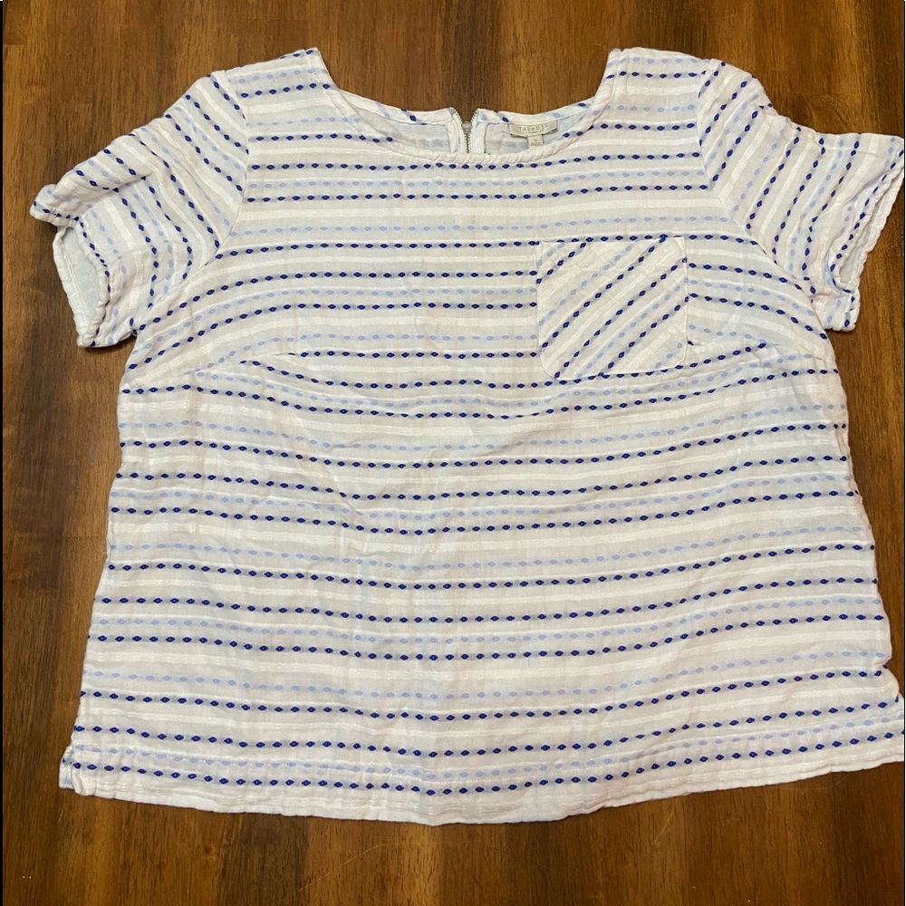 Talbots Plus Size Blue Striped pocket tee, X